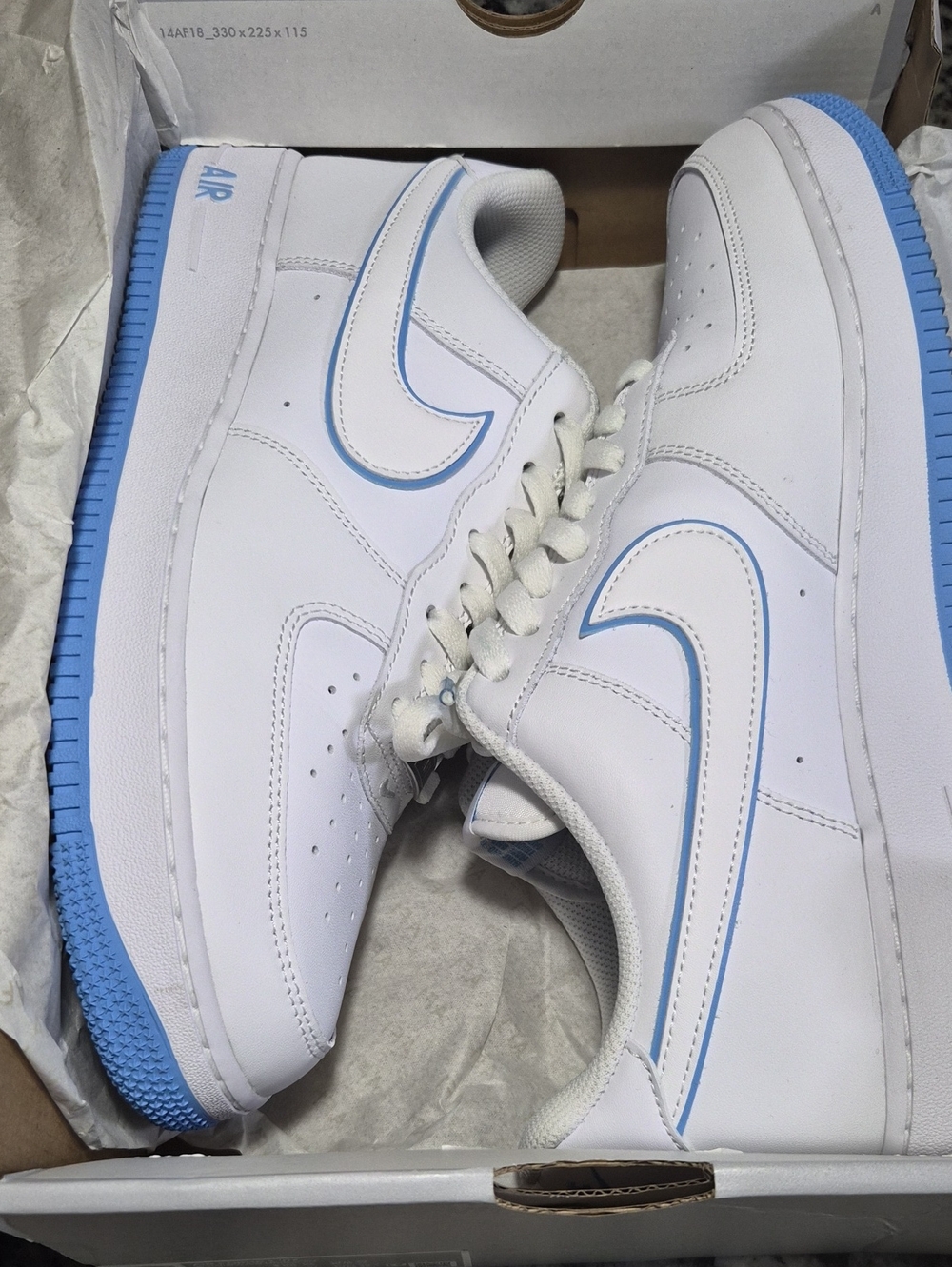 Nike Air Force 1 '07 Low White with Light Blue Accent - Men